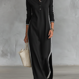 Sweat Maxi Dress Button Collar