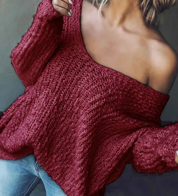 TELIKA™ - Comfy Drop Shoulder Long Sleeve Sweater