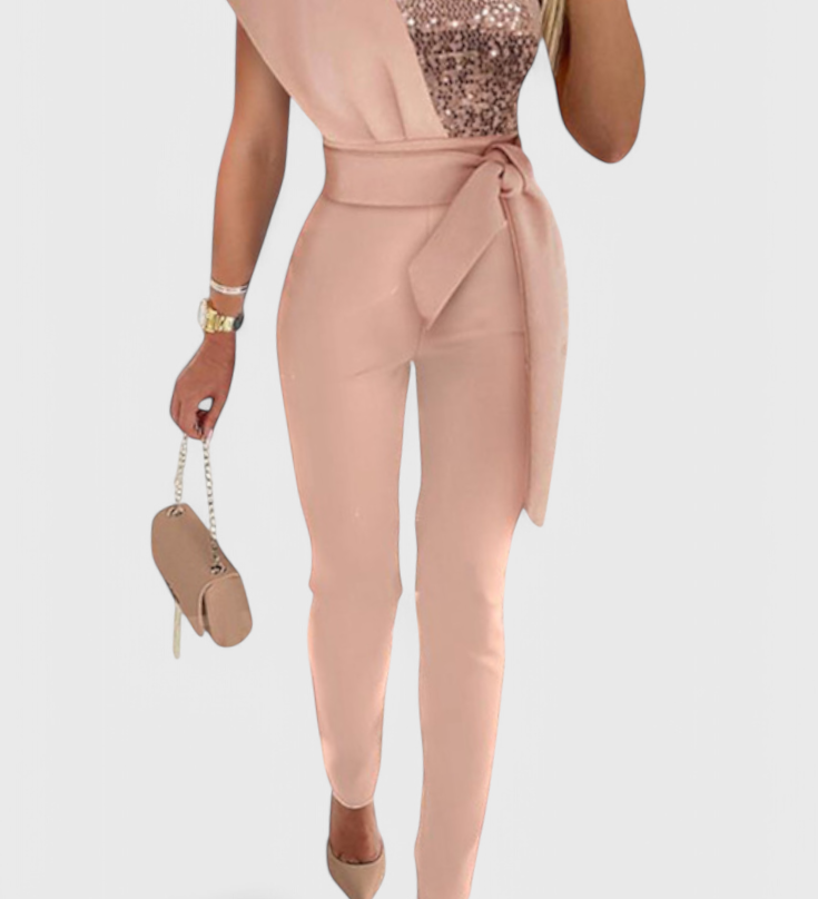 Layla Sequin One-Shoulder Jumpsuit