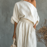 Linen Set Off-Shoulder Pants