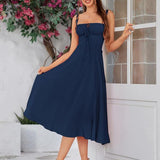 MEGAN™ - Ruched Boning Corset Dress with Tie-Front and Split Thigh Detail