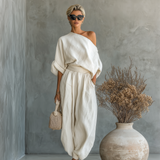Linen Set Off-Shoulder Pants
