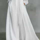 Patchwork Linen Maxi Dress with Stand Collar