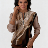 Valeria Brisa™ – Quarter Zip Hoodie with Abstract Print
