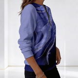 Valeria Brisa™ – Quarter Zip Hoodie with Abstract Print