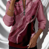 Valeria Brisa™ – Quarter Zip Hoodie with Abstract Print