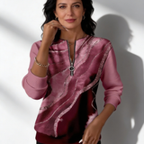 Valeria Brisa™ – Quarter Zip Hoodie with Abstract Print