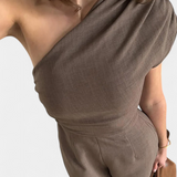 Elegant One-Shoulder Magnolia Mono with Ruching