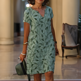 NOELLE™ – Effortless Leaf Pattern Dress