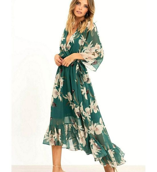 YASMINE™ - Elegant Kimono Midi Dress