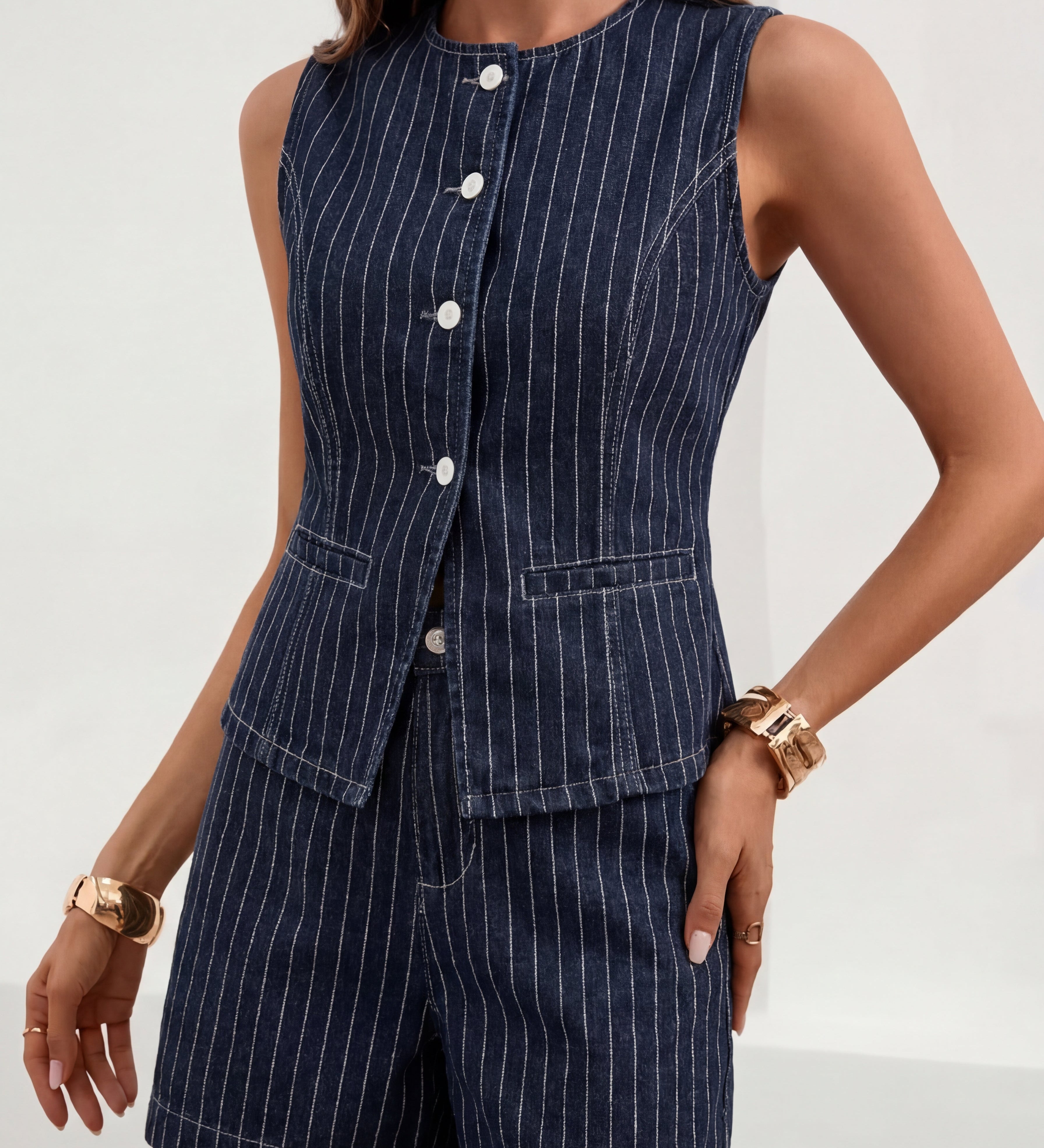 DENNISE™ – Casual Vest & Shorts Two-Piece Set