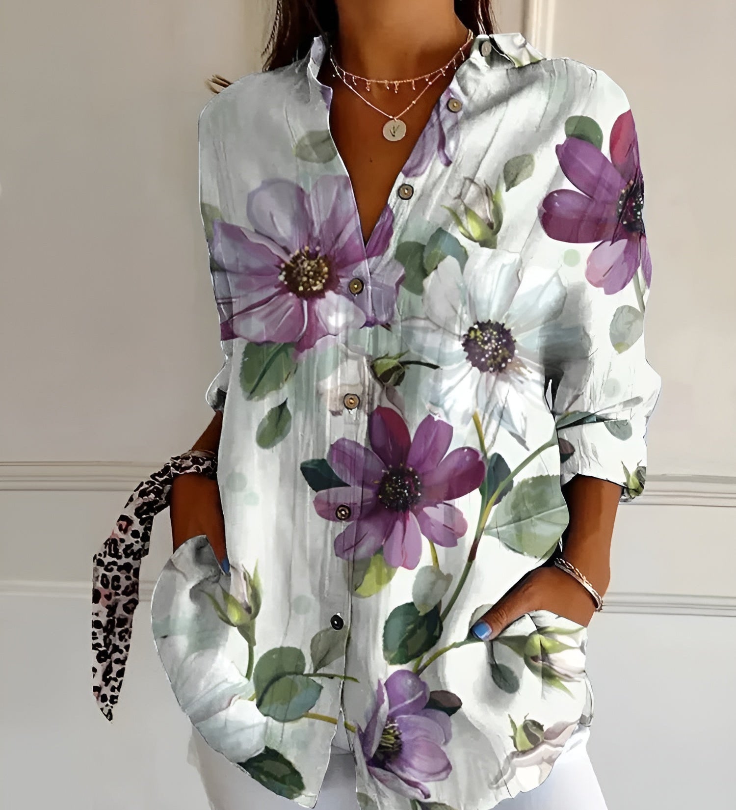 MELODIE™ – Elegant Floral Button Shirt